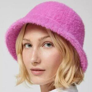 Urban Outfitters Pink Fuzzy Bucket Hat
